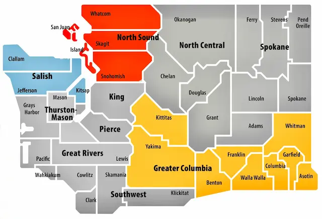 Map of BHASOs in Washington State